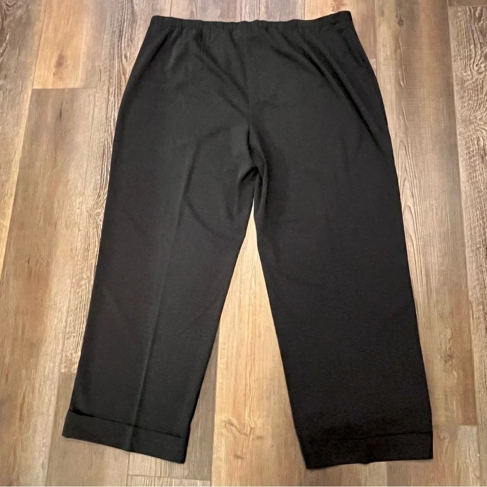 Vtg AVENUE Size 22 Polka Dot Black Stretch Cuffed Dress Pants‎ Career Wide Leg